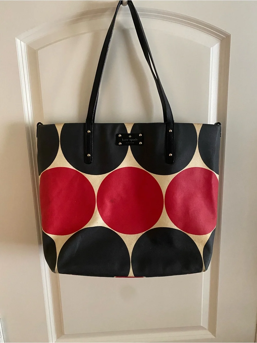 kate spade Red, Black & Cream Large Dot Tote